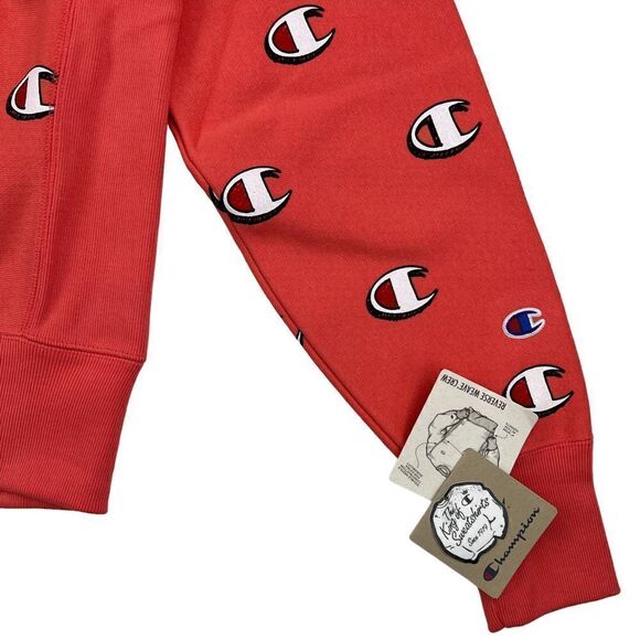 New Champion Men US XS Red Sweatshirt Casual Long Sleeve Crew Neck Pullover  - Picture 4 of 10